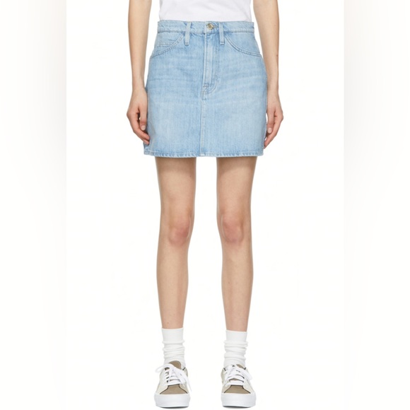 Frame Turi Turin Le Italien Mini Skirt Blue Denim Jeans Made in Italy - Picture 1 of 12